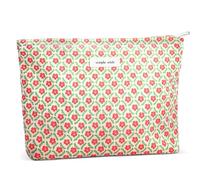 ZLFSRQ Borsa per il trucco con fiori da viaggio carina borsa cosmetica floreale per donne ragazze piccolo fiore rosso trucco cerniera portatile custodia da toilette per borsa estetica natalizia