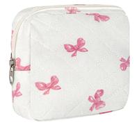 ZLFSRQ Piccola borsa per il trucco trapuntata per borsa mini sacchetto trapuntato carino cotone borsa per il trucco con scomparti estetici borse cosmetiche per le donne coquette cerniera borse da