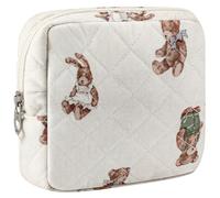ZLFSRQ Piccola borsa per il trucco trapuntata per borsa mini sacchetto trapuntato carino cotone borsa per il trucco con scomparti estetici borse cosmetiche per le donne coquette cerniera borse da