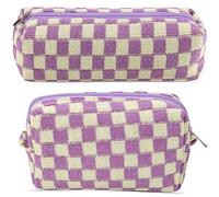 ZLFSRQ Set di 2 Trousse a Scacchi da Donna, Borsa per Cosmetici da Viaggio, Piccola Borsa per Il Trucco con Cerniera, Organizer per Articoli da Toeletta