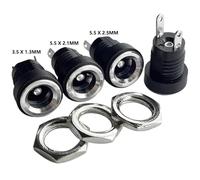 ZLGYGLEO 10/50/200 PZ 2 Pin DC022B 5.5 x 2.1mm 5.5 * 2.5mm Presa di Alimentazione DC 3.5x1.3 Adattatore Connettore Femmina for Montaggio a Pannello DC(2.1x5.5mm,50 PCS)