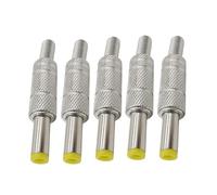 ZLGYGLEO 2/5/10 Pezzi in Metallo Argentato 5,5x2,1 mm 5,5x2,5 mm Adattatore connettore Maschio Jack di Alimentazione CC con Testa Gialla 5,5 * 2,5 mm(5.5X2.1mm,10Pcs)
