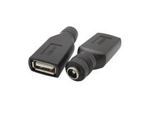 ZLGYGLEO 2/5 pezzi USB 2.0 femmina a 5,5 x 2,1 mm femmina adattatore di alimentazione CC USB 5 V connettore convertitore caricabatterie nero(2Pcs)