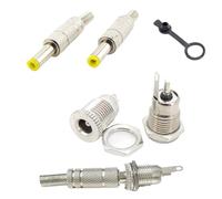 ZLGYGLEO Connettore jack maschio femmina con presa di alimentazione CC in metallo argentato 5,5x2,1 mm 5,5 mm x 2,5 mm con testa gialla a molla 5,5 * 2,1 5,5 * 2,5 mm(Type 3,10pcs)