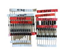 ZLGYGLEO Kit Assortito di diodi 1N4148 1N4007 1N5819 1N5399 1N5408 1N5822 FR107 FR207 8 Valore = 100 Pezzi Diodo raddrizzatore