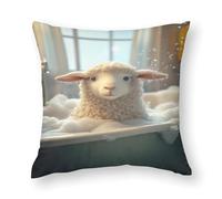 ZLHNBWL Aggiungi un po' di fantasia al tuo bagno con questa divertente stampa di pecore! - 1_2 federa in poliestere e nucleo cuscino, stile tessile per la casa 30 x 30 cm