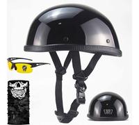 ZLHYQA Stile Tedesco Mezzo Casco da Moto, Casco da Motociclista Ultra-Sottile, Mezzo Casco con Teschio, Casco Mezzo Guscio Casco da Moto Cool A Basso Profilo per Adulti, Uomini, Donne Approvato ECE