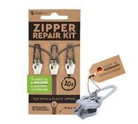 Zlideon Kit Universale Riparazione Cerniere per Plastica e Metallo Multipack - 3 pz, Argento (L) | Cursore di Ricambio Istantaneo per Zip di Giacche e Cappotti Invernali | Prodotto in Germania