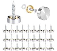 Zliger 40 Pezzi Viti a Specchio acciaio inossidabile Decorativo Viti Tappo di Chiodi viti da specchio 16 mm Chiodi a specchio decorativi per specchi da bagno