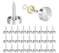 Zliger 80 Pezzi Viti a Specchio acciaio inossidabile Decorativo Viti Tappo di Chiodi viti da specchio 16 mm Chiodi a specchio decorativi per specchi da bagno (80)