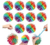 Zliger Sensoriali Agitarsi Gommoso Palline, 10 Pezzi 10cm Rimbalzante Stress Palle Morbide Arcobaleno Pompon Scimmia Gommoso Palla per irritabilità decompressione