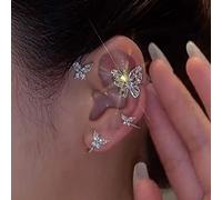 ZLING 1 Pezzo New Leaf Farfalla Orecchini A Clip per Le Donne Senza Piercing Sparkling Zircon Crystal Ear Cuffs Ear Clips Gioielli Popolari