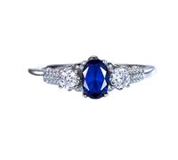 ZLING Anelli con Zaffiro Blu per Donna Gioielli in Argento Sterling Massiccio 925 con Taglio Ovale Pietra Preziosa Blu Eleganti Gioielli da Sposa di Fidanzamento