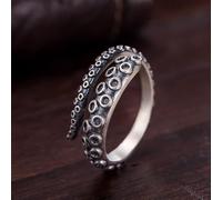 ZLING Anello con Polpo retrò in Argento Sterling 925 per Uomo Donna Anello Avvolgente con Dimensioni Regolabili Gioielli Punk Gotici