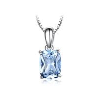 ZLING Collana con Ciondolo in Argento Sterling Massiccio 925 con Pietre Preziose Collana con Topazio Blu Cielo Regali di Nozze Romantici per Le Donne Gioielleria Raffinata