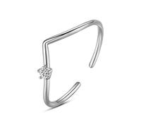 ZLING Genuine Fashion 925 Sterling Silver Sweet V Dazzling Cz Anello di Barretta di Apertura per Le Donne Fine S925 Ring Jewelry