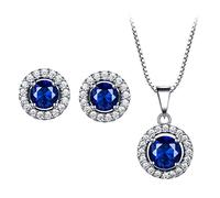 ZLING I Veri Gioielli in Argento Sterling 925 Hanno Creato Una Collana di Orecchini con Zaffiro Elegante Regalo di Compleanno per Le Donne Gioielleria Raffinata