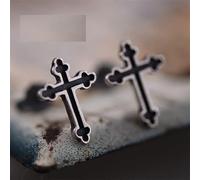 ZLING Orecchini A Bottone A Croce in Argento Sterling 925 Orecchini A Bottone A Forma di Croce Cristiana Vintage con Borchie A Bottone