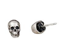 ZLING Orecchini A Bottone con Teschio Gotico in Argento Sterling 925 per Uomo Orecchini in Argento Punk Creativo 925 con Pinna A Forma di Teschio