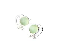 ZLING Orecchini A Bottone Lucky Cat per Gioielli in Argento Sterling 925 Wonen Gioielli in Cristallo Verde Regali di Lusso Orecchini A Bottone Antiallergici per Bambini