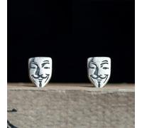 ZLING Orecchini A Forma di V-Vendetta in Argento Sterling 925 con Maschera Gotica Creativa Orecchini A Bottone con Gioielli Punk Unisex