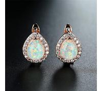 ZLING Orecchini da Donna con Opale Blu Bianco Rosa E Oro Orecchini A Clip Color Argento Orecchini da Sposa con Geometria di Cristallo Vintage per Le Donne