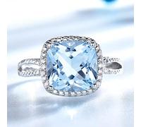 ZLING Romantico Cielo Blu Topazio Pietra Preziosa Acquamarina Anelli Anelli in Argento Sterling 925 per Le Donne Regalo di Fidanzamento Gioielleria Raffinata