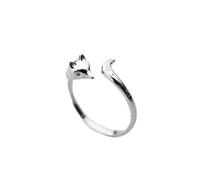 ZLING Simpatico Anello da Dito con Animali per Le Donne Little Fox Face Aperto Regolabile Sterling Silver 925 Ring Fashion Fine Jewelry