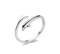 ZLING Simpatico Delfino Aperto Regolabile Autentico Argento Sterling 925 Anello per Le Donne Moda Animale Anello Gioielli Ragazza Regalo