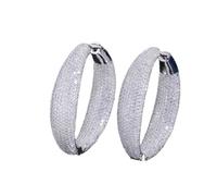 ZLING Zirconi Micro Pave Cubic Zirconia Rotonda Grandi Orecchini A Cerchio Argento Colore Donne Gioielli da Sposa da Sposa