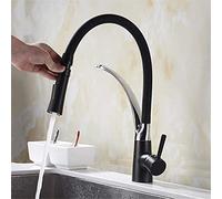 ZLLFHS a LED in Gomma ∕ aeratore di rubinetti del Mixer Oro per Manico Singolo Cucina Tira Giù la flessibilità Universale montata sul Ponte, Dorato (Nero con Cromo)