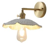 ZLLFHS Applique da Parete, Lampada da Parete Corpo Lampada in Rame Pieno Lampada da Lettura sul Comodino Lampade da Parete Paralume in Ceramica Fiore Sconce da Parete personalità Lampada Regolabile