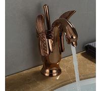 ZLLFHS Basino di lavabo Europeo Caldo e Freddo Walette Vintage Vintage Full Antique Basin Underinter Basin Golden Faucet Swan, Swan in Oro Rosa (Bacino di Undercounter)