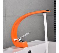 ZLLFHS Basino per lavabo in Oro Spazzolato in Rame Pieno di Rame Bacino idrico del Bagno Caldo e Freddo Rubinetto dell'Acqua Fredda, Modello Arancione Arancione Sabbia d'onda Grande