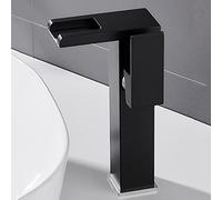 ZLLFHS Cascata con Luce a LED, rubinetti per Ottone del Bacino, 3 Colori Che cambiano Rubinetto del Bagno, manetti a Foro Singolo e Mixer per Acqua Calda lavello di vanità, Alto