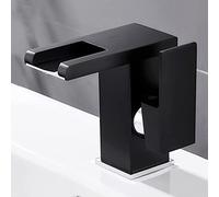 ZLLFHS Cascata con Luce a LED, Rubinetto in Ottone, 3 Colori Che cambiano Rubinetto del Bagno, manetti a Foro Singolo e Mixer per Acqua Calda per vanità, Corto