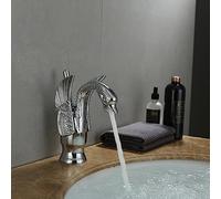 ZLLFHS Coper Europeo in Coppa Europea Oro Caldo e Freddo Rubinetto del Bagno Caldo Vernice Vintage Vernice Antica Chrome Mixed Rucect, Versione Nana cromata