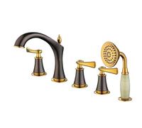 ZLLFHS di Doccia Rotante Set Vasca da Miscelatore Tap tapy cromata a Doppia Leva Antica Marrone e Finitura in Oro Rosa Moderne Accessori per Il Bagno Moderni