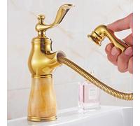ZLLFHS French Natural Jade Estrazione Tutto Il Bacino da Bagno in Rame Rubinetto a Prova di Splash Caldo e Freddo, Tipo B, Topazio, Basso Stile