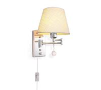ZLLFHS Lampade da Parete Lampada da Parete Moderna con Braccio oscillante con Paralume in Tessuto con Interruttore on-off, Applique da Parete con Finitura cromata Lucida Lampade da Parete per Camera