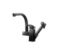 ZLLFHS Lavandino Ponte Montato Marcia Flessibile Tocco di Mixer Caldo Calda Cucina a Molla Rubinetto Argento Cromato (Nero)