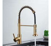 ZLLFHS Lavello da Cucina Oro Spazzolato Spring Down Mixer Faucet con Installazione di Ponti d'Acqua e Fredda Elegante per cucine Moderne 2 Chasing The Dawn