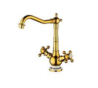 ZLLFHS Montaggio del Ponte Ottone in Oro Monte Foro Singolo Rubinetto lavandino Caldo e Freddo Mixer per Il Bagno, A (C)