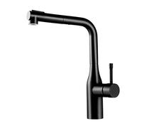ZLLFHS Rubinetti da Cucina con spruzzatore a tiro Verso Il Basso, Tutto Rame, 2, Manico Singolo Calda e Freddo rotabile telescopico, lavello della Cucina, Rubinetto-Nero
