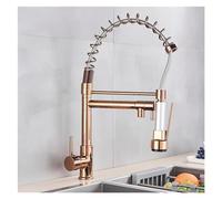 ZLLFHS Rubinetto da Cucina a Molla in Oro Rosa Tira Giù lavello Cucina Doppio Mixer Cucina cucine per Cucina cucine Cucina Calda e Mixer Cucina a Leva Singola monobloc