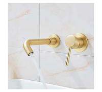 ZLLFHS Rubinetto da Cucina del Bagno Nero Opaco Montato Parete a Un Buco di Lavaggio Acqua Fredda Tazza Ruota Canna per vanità in Ottone (Oro Spazzolato)