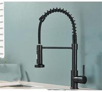 ZLLFHS Rubinetto da Cucina Leva Singola in Ottone tiro Verso Il Basso ugello Spray Mixer Caldo e Freddo Tocco Nero con a Punti Che inseguono l'alba