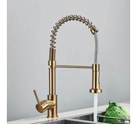 ZLLFHS Rubinetto da Cucina Spazzolato Oro con tiro Verso Il Basso l'installazione del Ponte Mixer Caldo e Freddo Che insegue l'alba