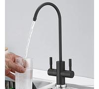 ZLLFHS Rubinetto da Filtro Drink Dritta in Acciaio Inossidabile Doppio da 1/4 Pollici di rubinetti per purificatore d'Acqua-Nero