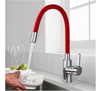 ZLLFHS Rubinetto per lavello da Cucina con Collo Flessibile, Tubo Arancione, Tubo Universale Cromato, Miscelatore da Cucina Caldo Freddo, Rubinetto da Cucina per Bagno Montato su Piattaforma